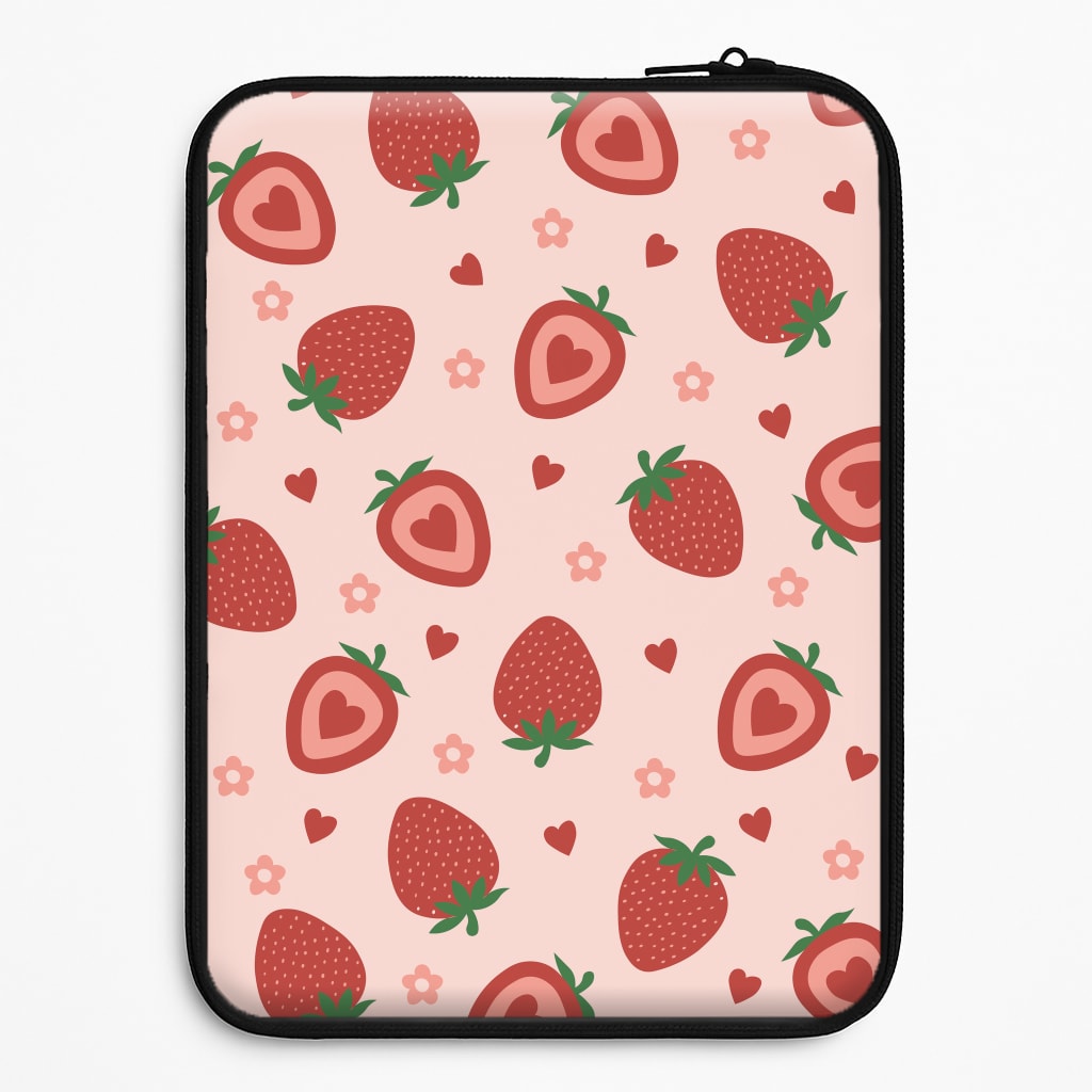Strawberries And Hearts - Fruit Patterns Laptop Sleeve