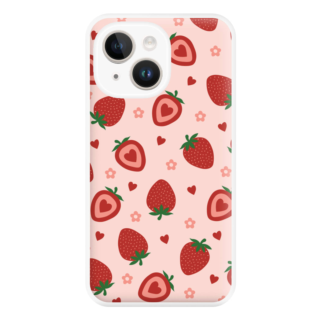 Strawberries And Hearts - Fruit Patterns Phone Case for iPhone 14 Plus