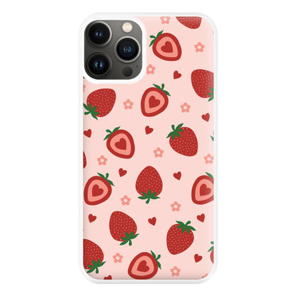 Strawberries And Hearts - Fruit Patterns Phone Case for iPhone 11 Pro Max