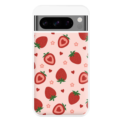 Strawberries And Hearts - Fruit Patterns Phone Case for Google Pixel 8 Pro