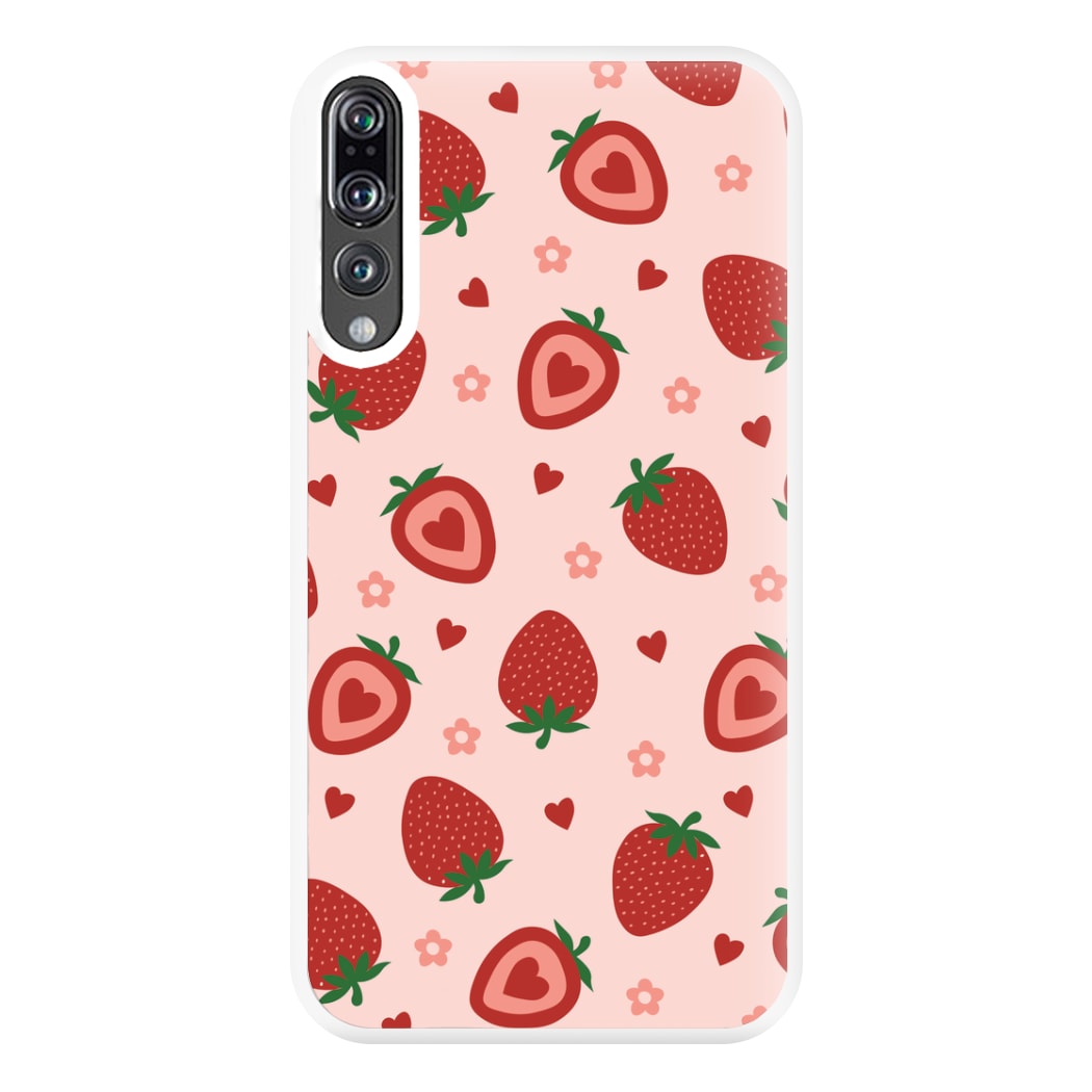 Strawberries And Hearts - Fruit Patterns Phone Case for Huawei P20 Pro