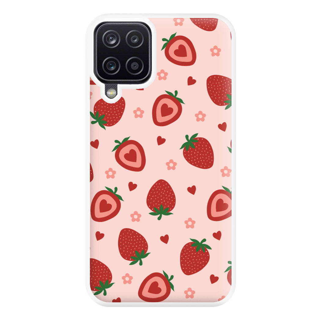 Strawberries And Hearts - Fruit Patterns Phone Case for Galaxy A12