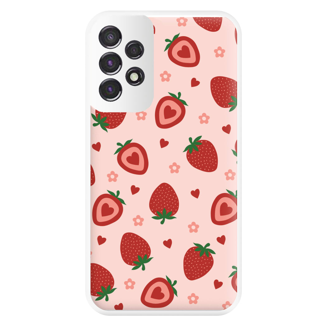 Strawberries And Hearts - Fruit Patterns Phone Case for Galaxy A53