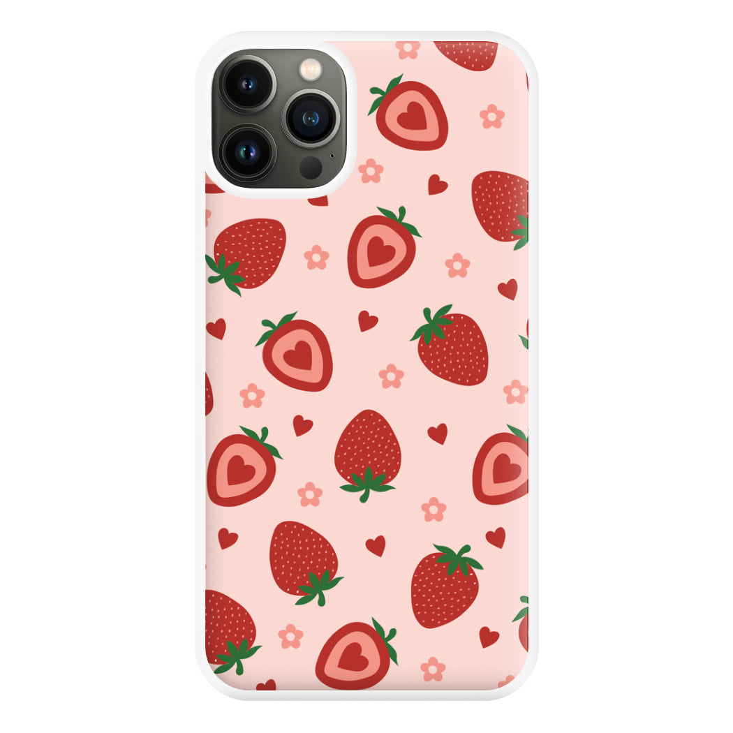 Strawberries And Hearts - Fruit Patterns Phone Case for iPhone 13