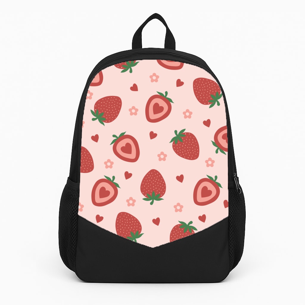 Strawberries And Hearts - Fruit Patterns Large Backpack