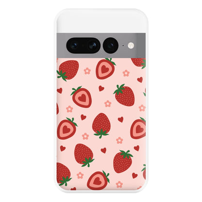 Strawberries And Hearts - Fruit Patterns Phone Case for Google Pixel 7 Pro