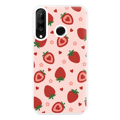 Strawberries And Hearts - Fruit Patterns Phone Case for Huawei P30 Lite