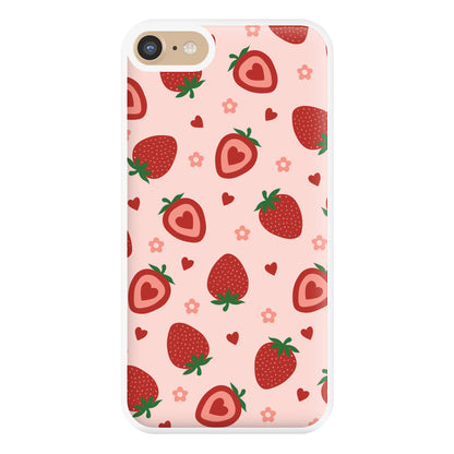 Strawberries And Hearts - Fruit Patterns Phone Case for iPhone 6 / 7 / 8 / SE