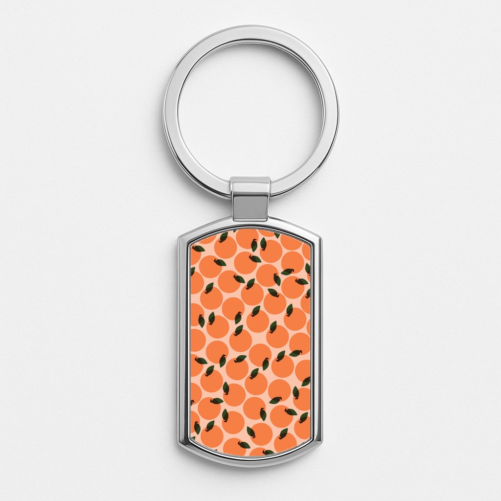 Oranges - Fruit Patterns Silver Keyring