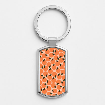 Oranges - Fruit Patterns Silver Keyring