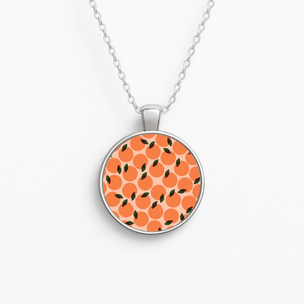 Oranges - Fruit Patterns Circle Necklace