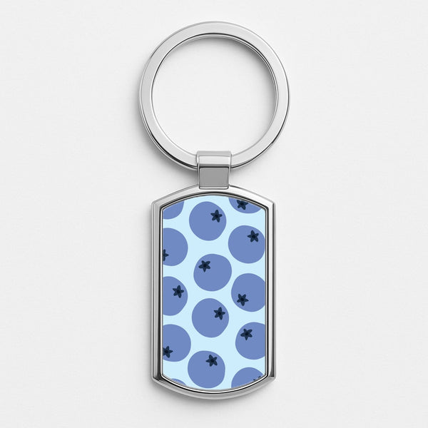 Blueberries - Fruit Patterns Silver Keyring