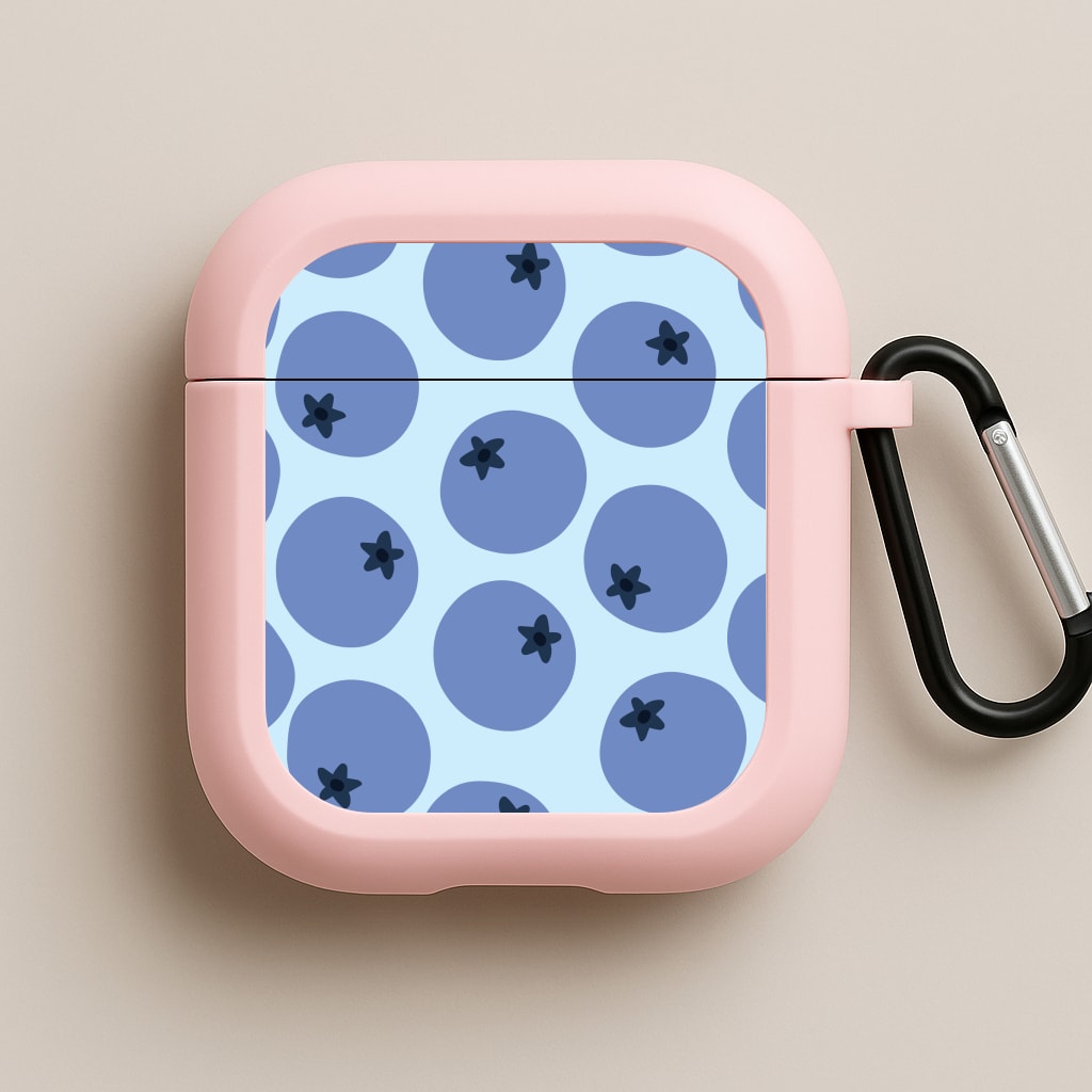 Blueberries - Fruit Patterns Pink AirPods Case