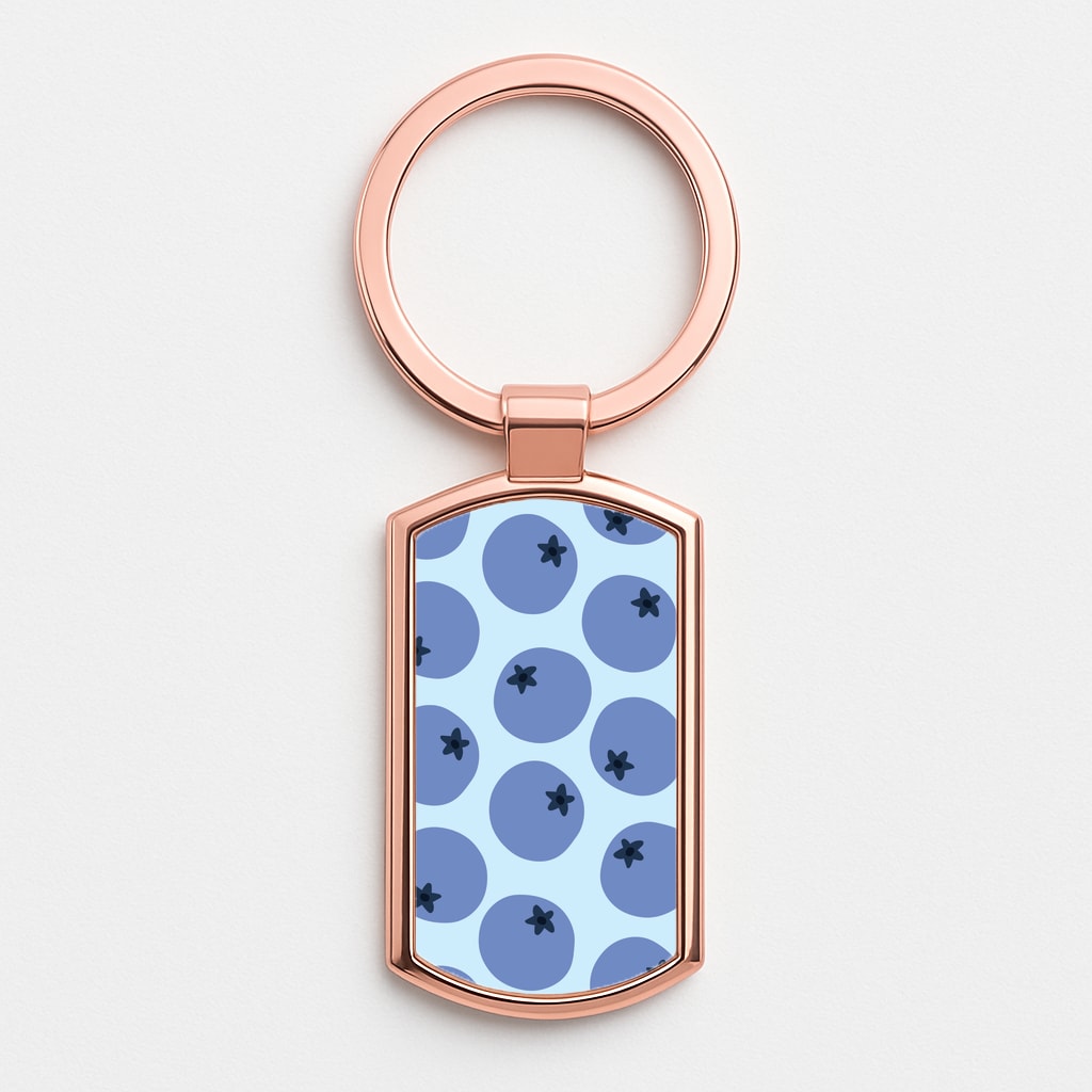 Blueberries - Fruit Patterns Rose Gold Keyring
