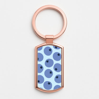 Blueberries - Fruit Patterns Rose Gold Keyring