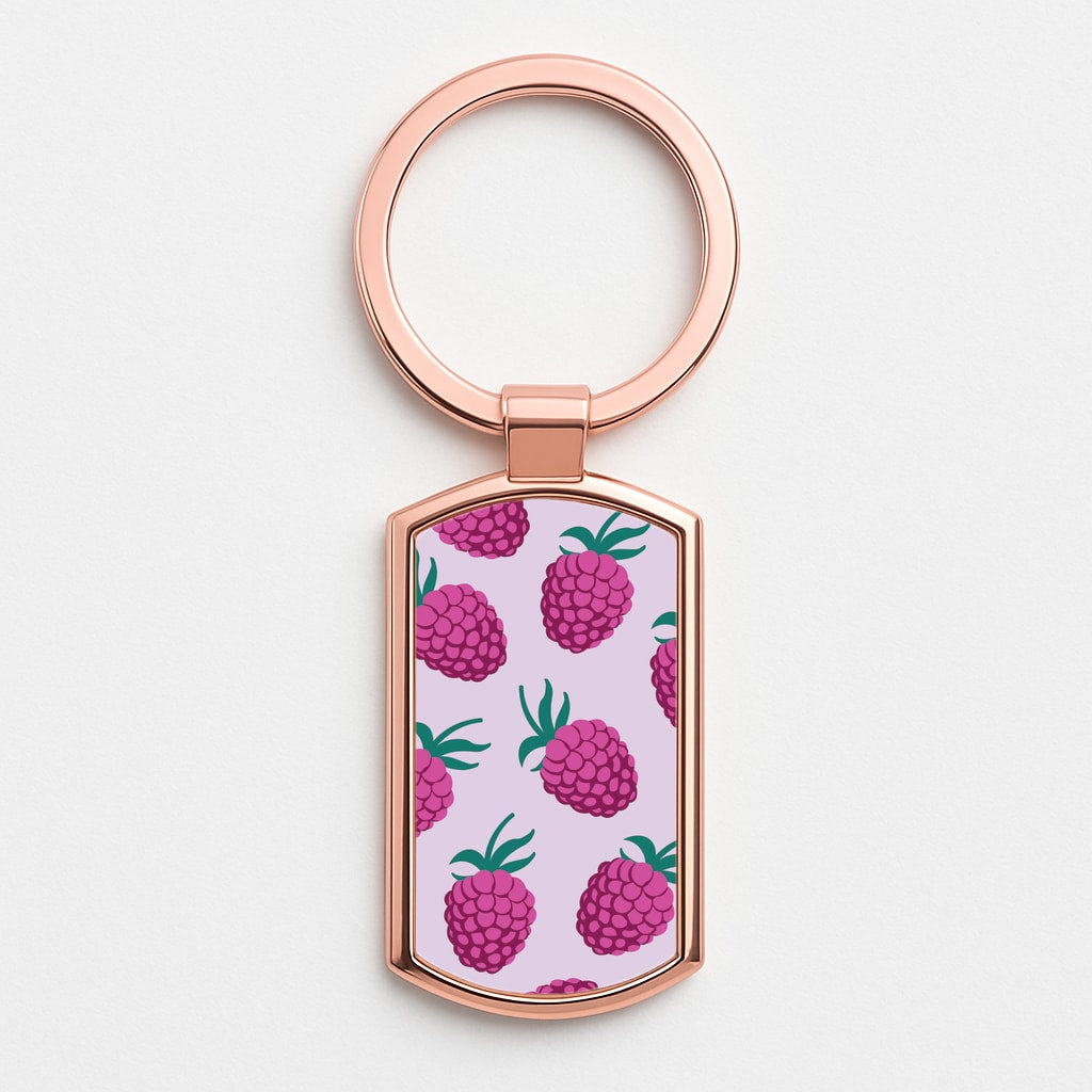 Rasberries - Fruit Patterns Rose Gold Keyring