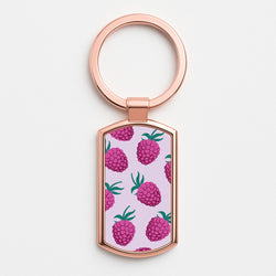 Rasberries - Fruit Patterns Rose Gold Keyring