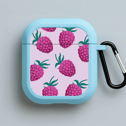 Rasberries - Fruit Patterns Blue AirPods Case