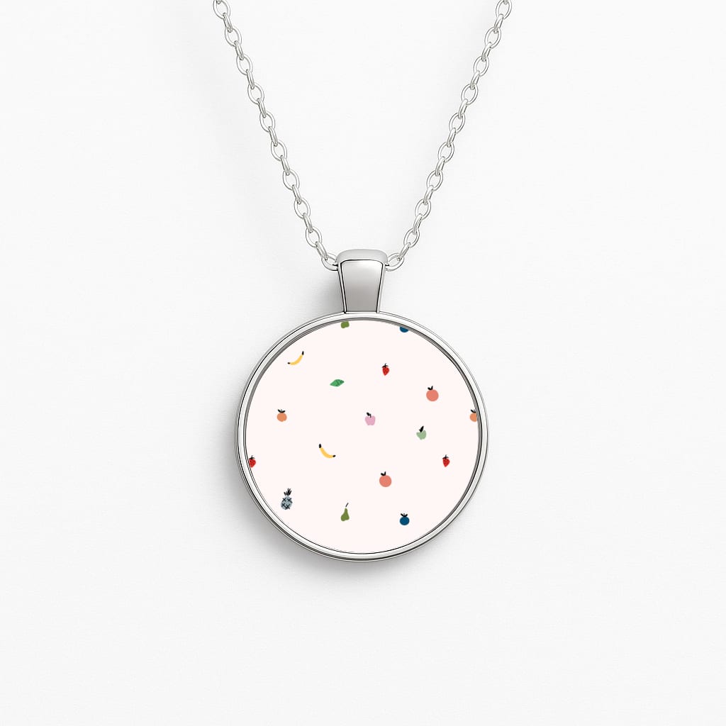 Mini Fruits - Fruit Patterns Circle Necklace