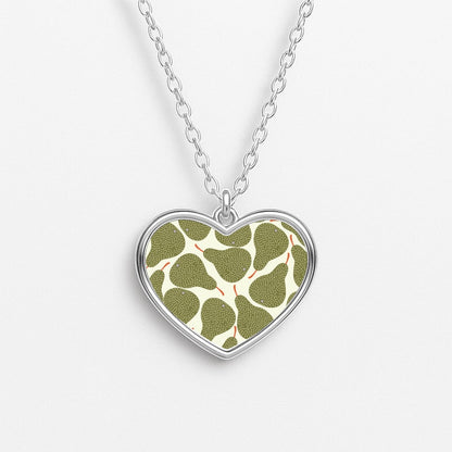 Pears - Fruit Patterns Heart Necklace