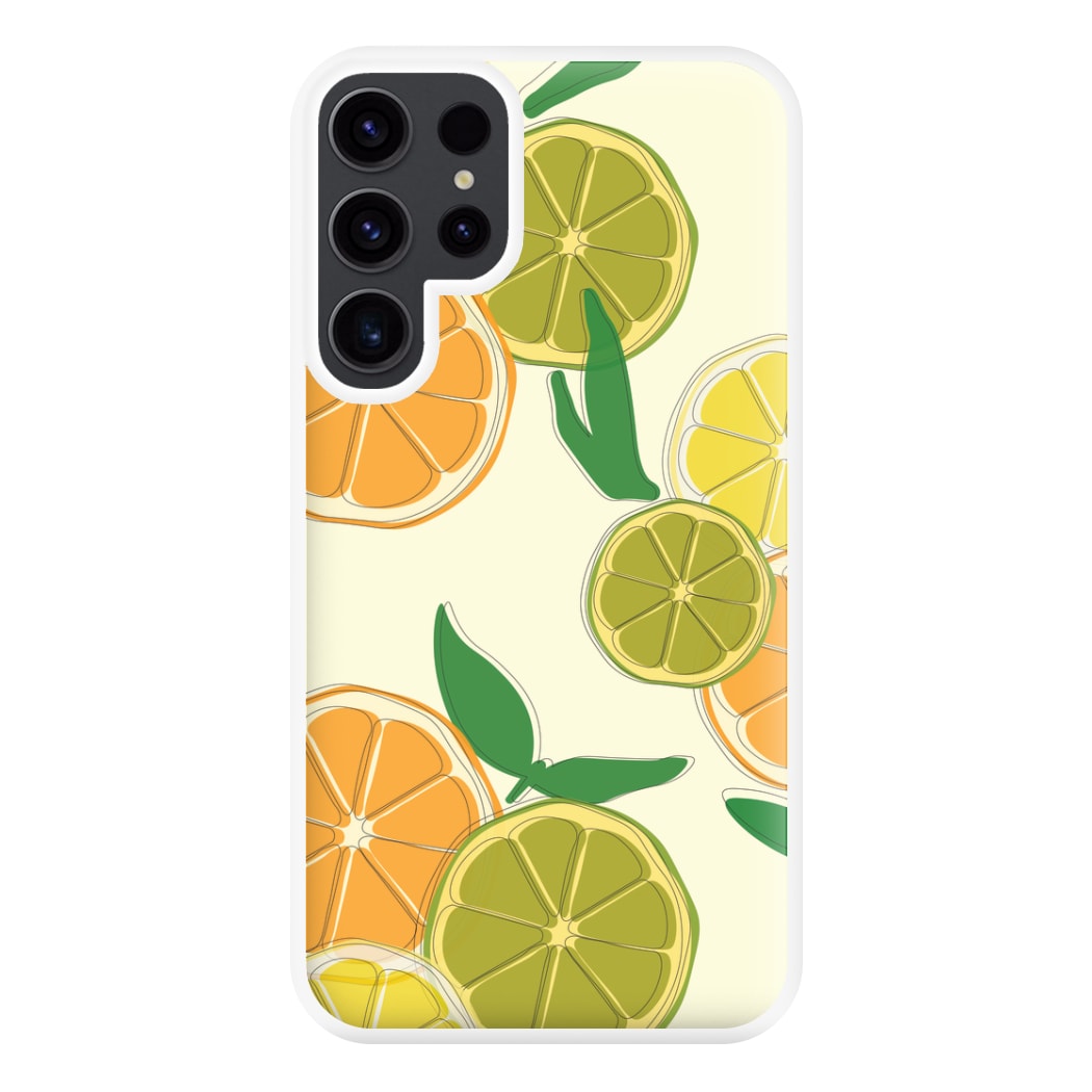 Oranges, Leomns And Limes - Fruit Patterns Phone Case for Galaxy S23 Ultra