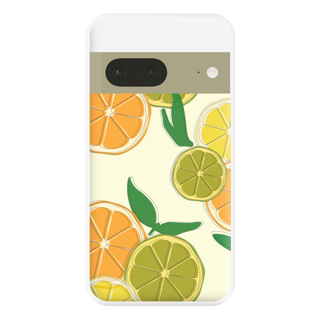 Oranges, Leomns And Limes - Fruit Patterns Phone Case for Google Pixel 7a