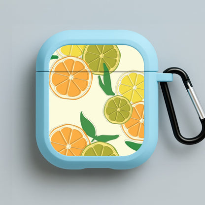 Oranges, Leomns And Limes - Fruit Patterns Blue AirPods Case