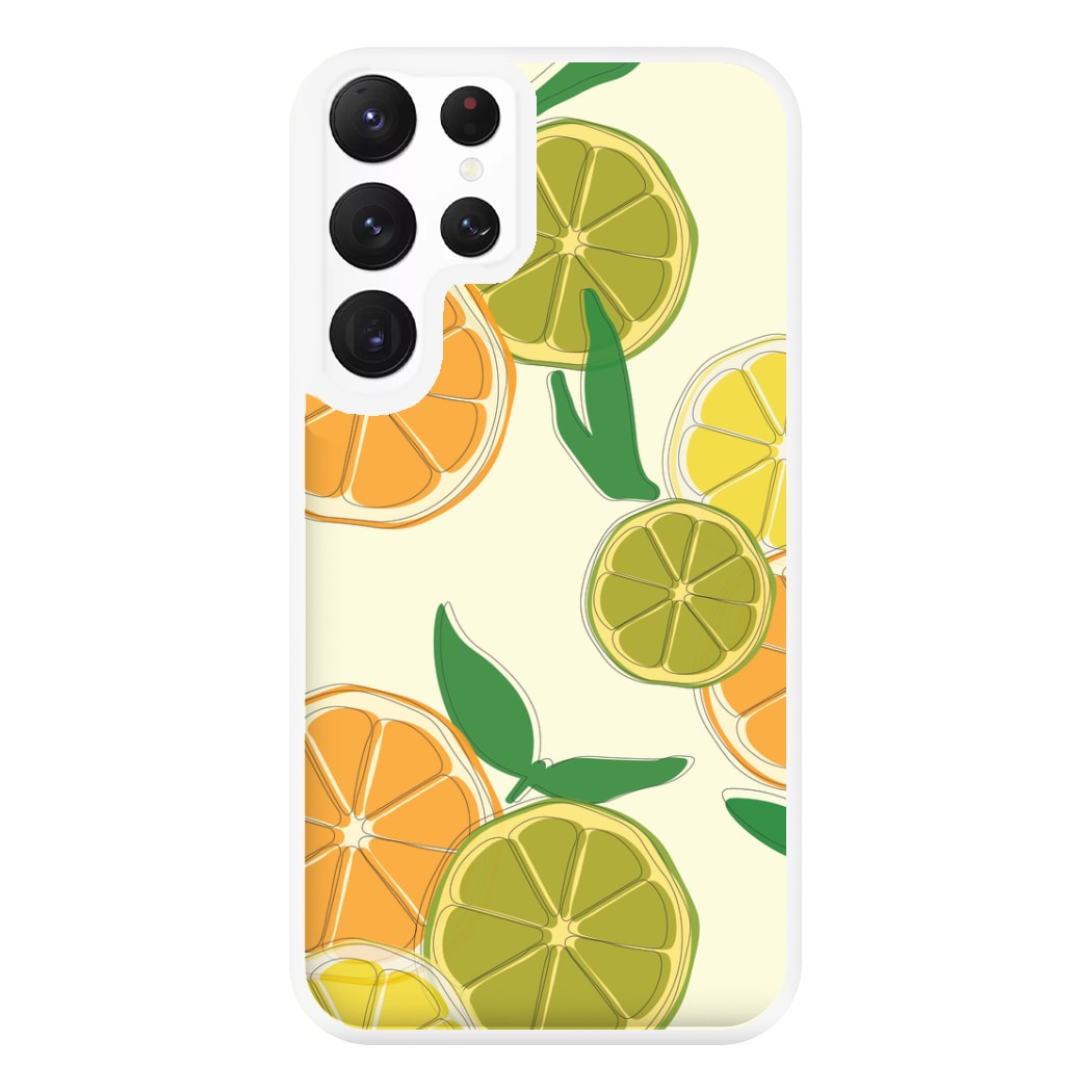 Oranges, Leomns And Limes - Fruit Patterns Phone Case for Galaxy S22 Ultra