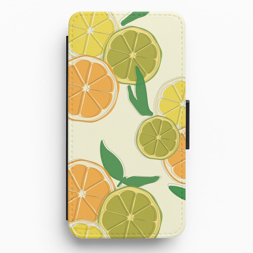 Oranges, Leomns And Limes - Fruit Patterns Flip / Wallet Phone Case