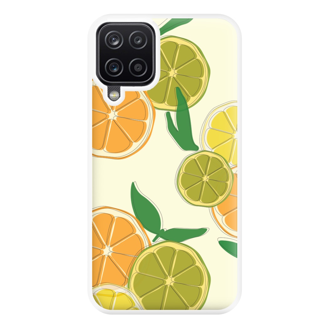 Oranges, Leomns And Limes - Fruit Patterns Phone Case for Galaxy A12