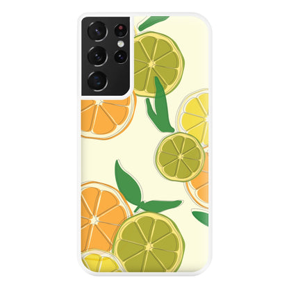 Oranges, Leomns And Limes - Fruit Patterns Phone Case for Galaxy S21 Ultra