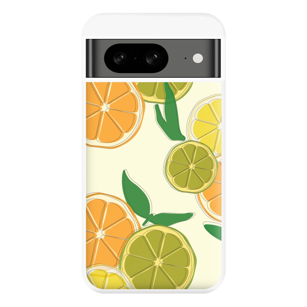 Oranges, Leomns And Limes - Fruit Patterns Phone Case for Google Pixel 8