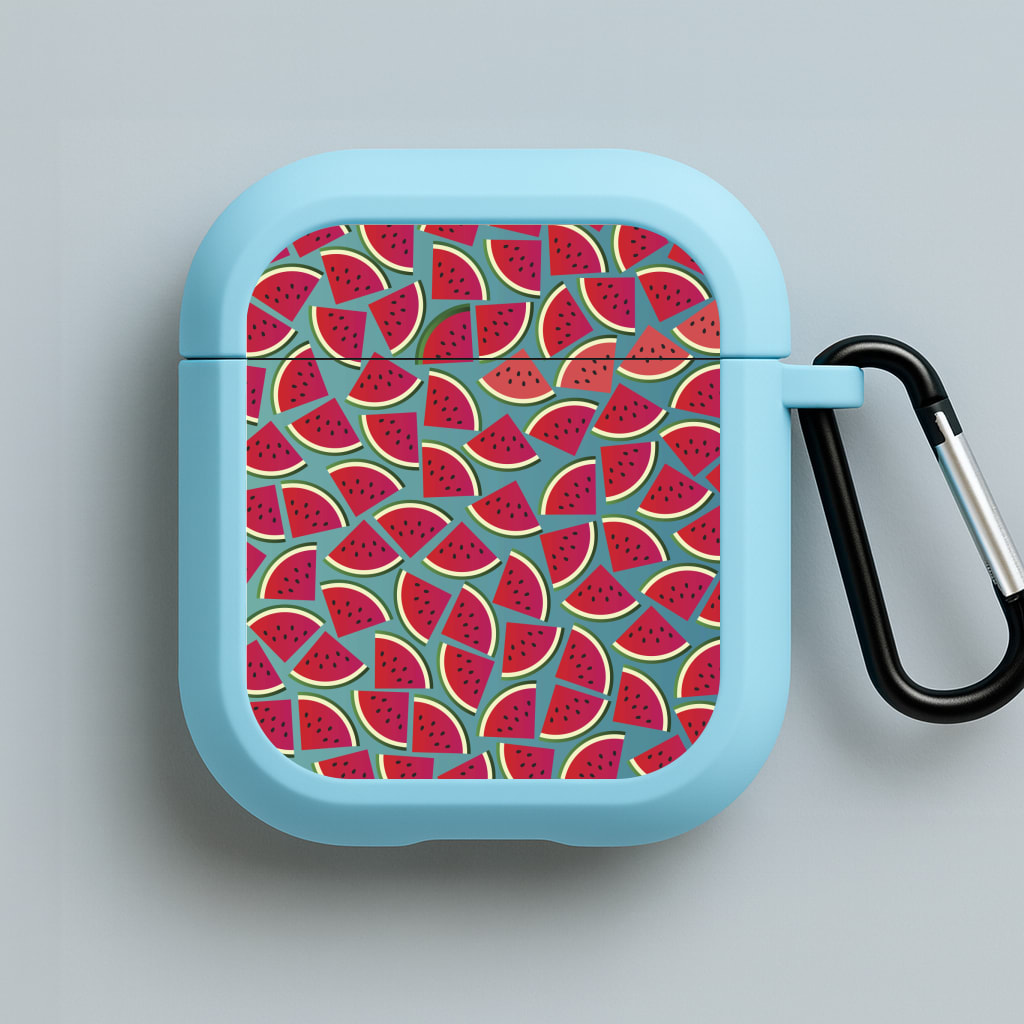 Watermelons - Fruit Patterns Blue AirPods Case