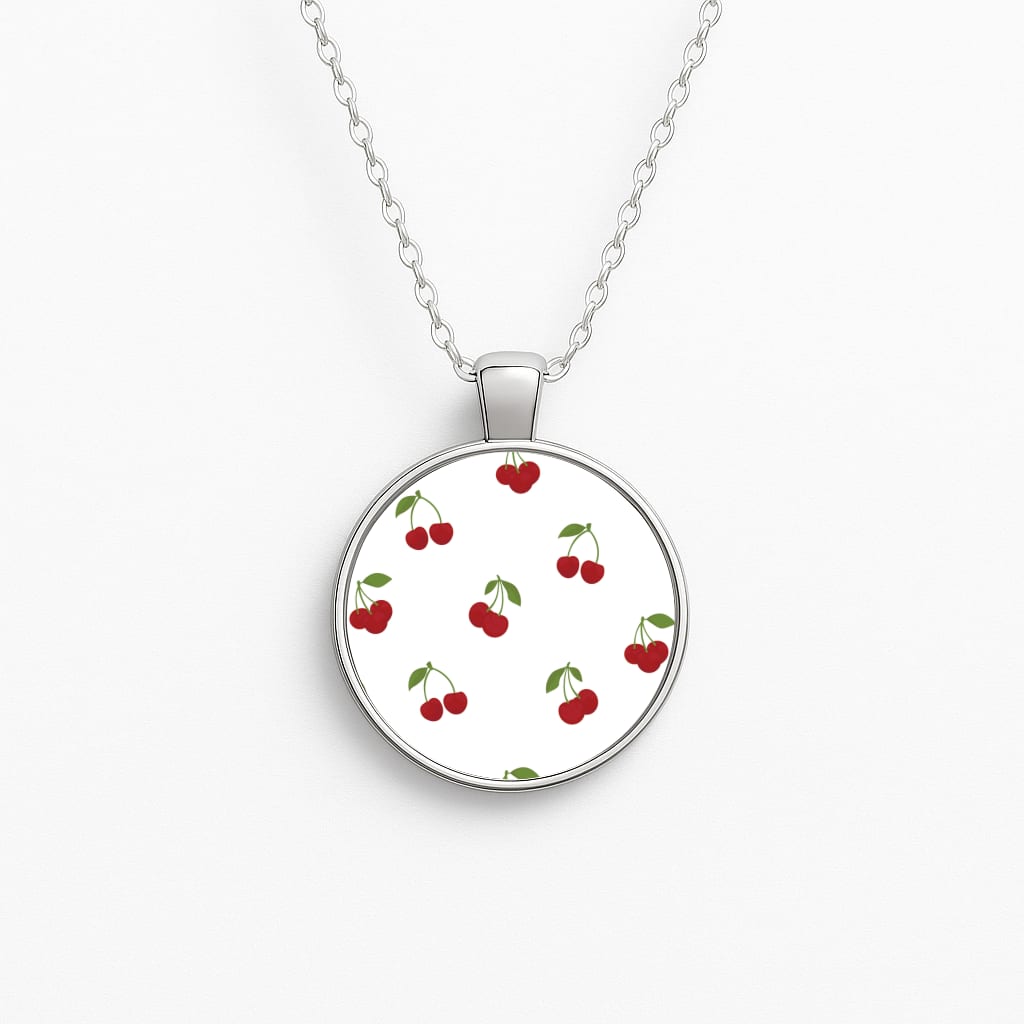 Cherries - Fruit Patterns Circle Necklace