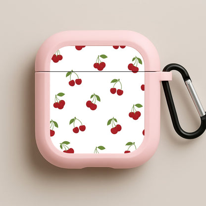 Cherries - Fruit Patterns Pink AirPods Case