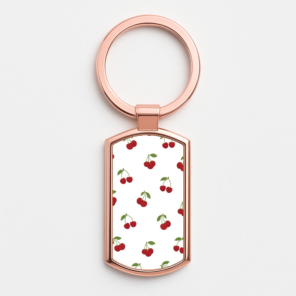 Cherries - Fruit Patterns Rose Gold Keyring