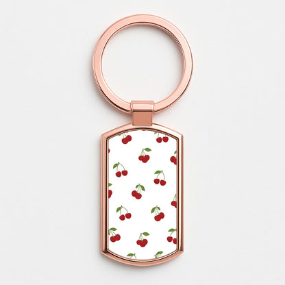 Cherries - Fruit Patterns Rose Gold Keyring