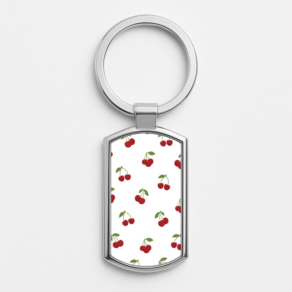 Cherries - Fruit Patterns Silver Keyring