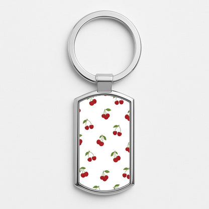 Cherries - Fruit Patterns Silver Keyring