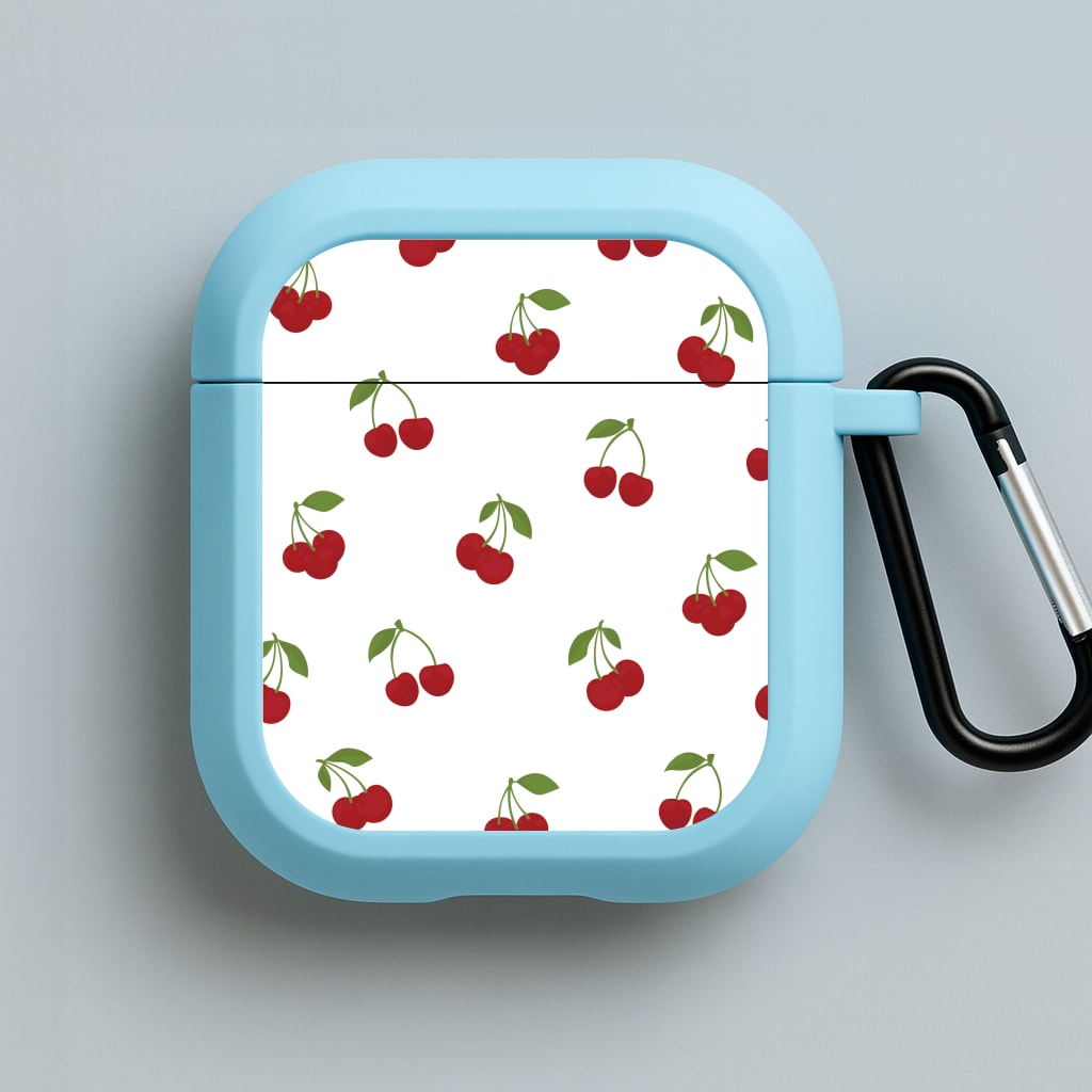 Cherries - Fruit Patterns Blue AirPods Case
