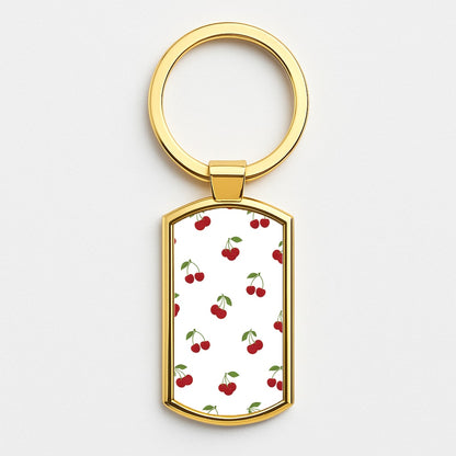 Cherries - Fruit Patterns Gold Keyring