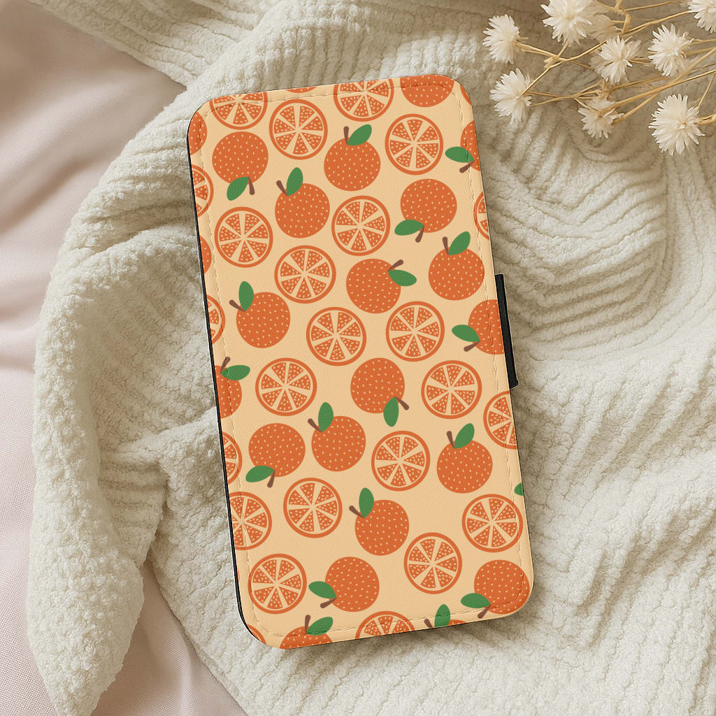 Textured Oranges Pattern  Wallet Phone Case