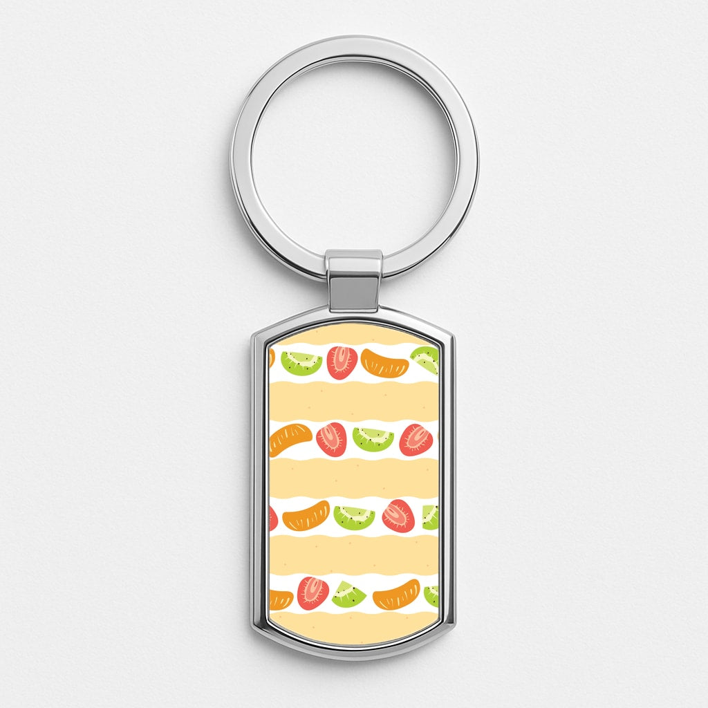 Fruit Sando Pattern Silver Keyring