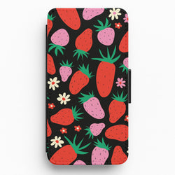 Abstract Strawberries Pattern Flip / Wallet Phone Case