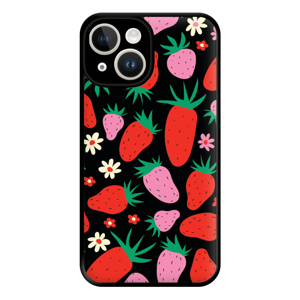 Abstract Strawberries Pattern Phone Case for iPhone 14