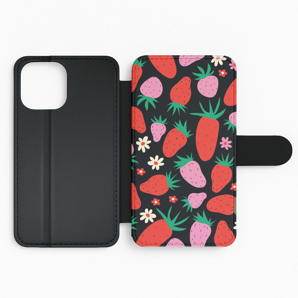 Abstract Strawberries Pattern Flip Phone Case