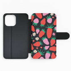 Abstract Strawberries Pattern Flip Phone Case