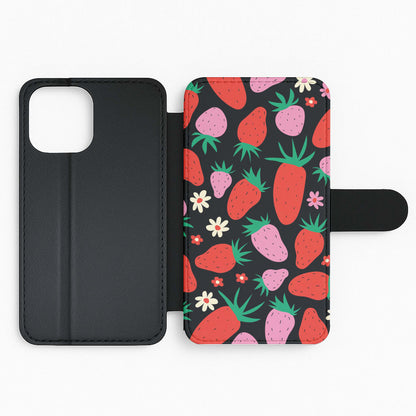 Abstract Strawberries Pattern Flip Phone Case