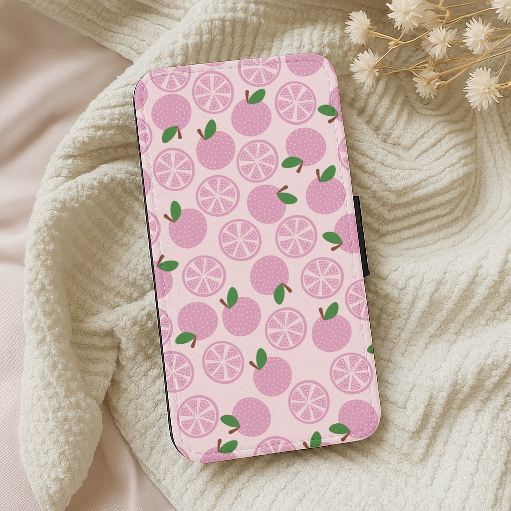 Textured Grapefruit Pattern Wallet Phone Case