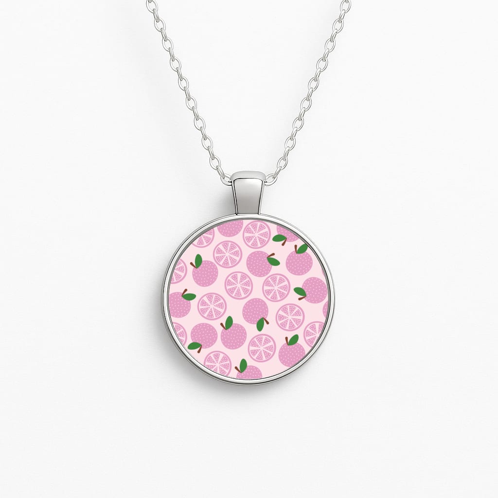 Textured Grapefruit Pattern Circle Necklace